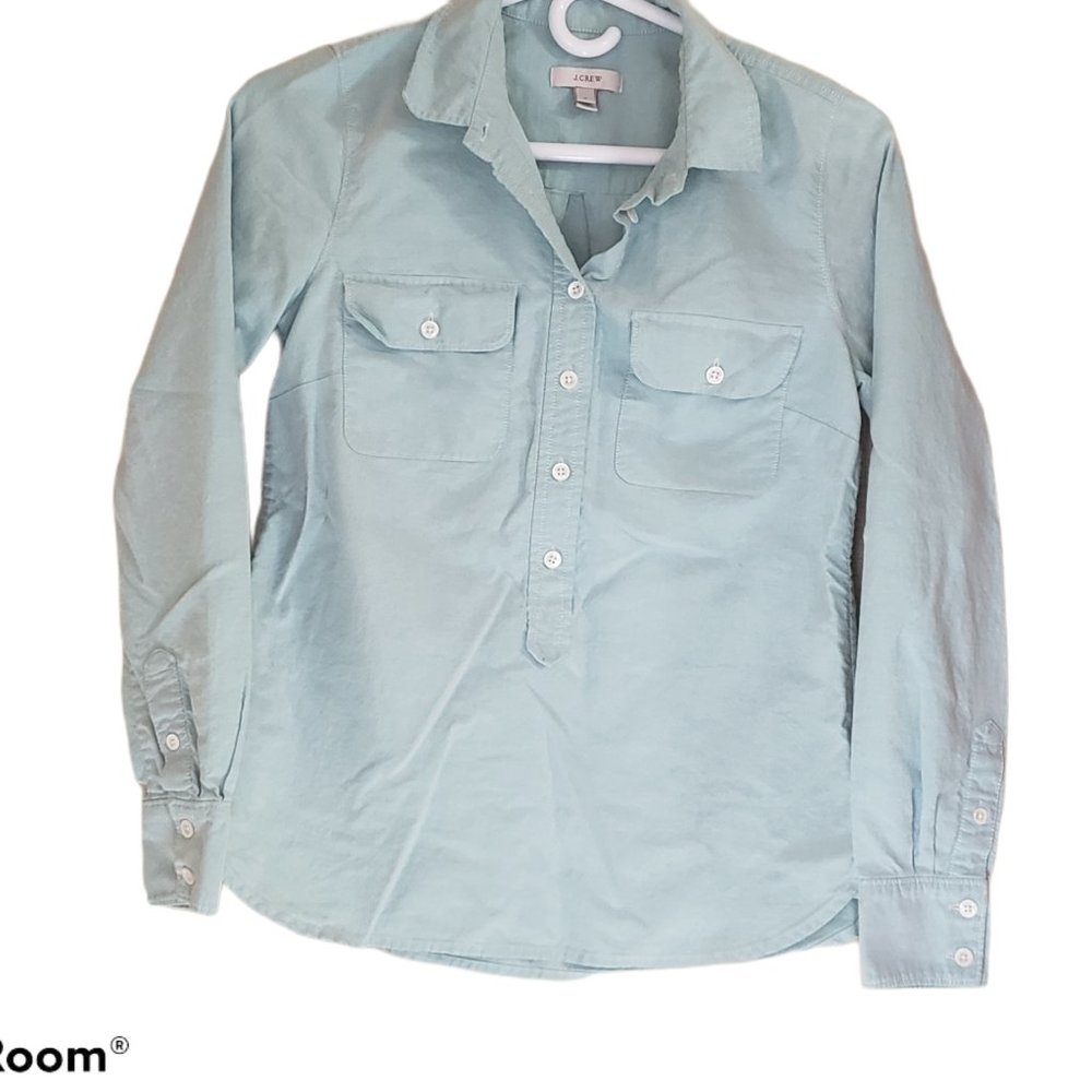 J. Crew Light Blue Button Up Collared Shirt Sz.0